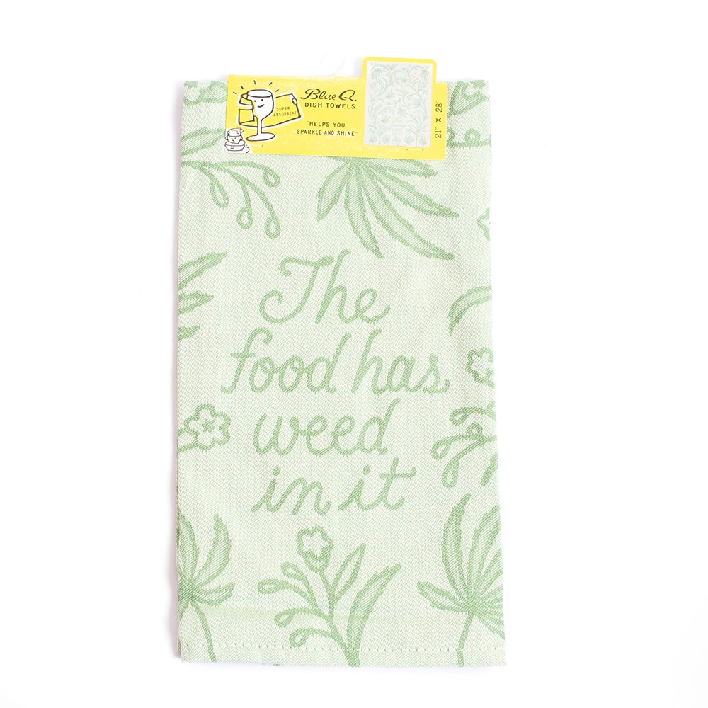 BlueQ, Woven, Dish Towel, The Food Has Weed In It
